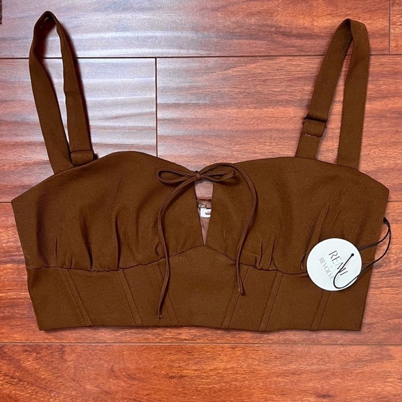 NWT REVOLVE 90s Sleeveless Cutout Tie Front Square Neck Bustier Cropped Top M - Picture 3 of 7